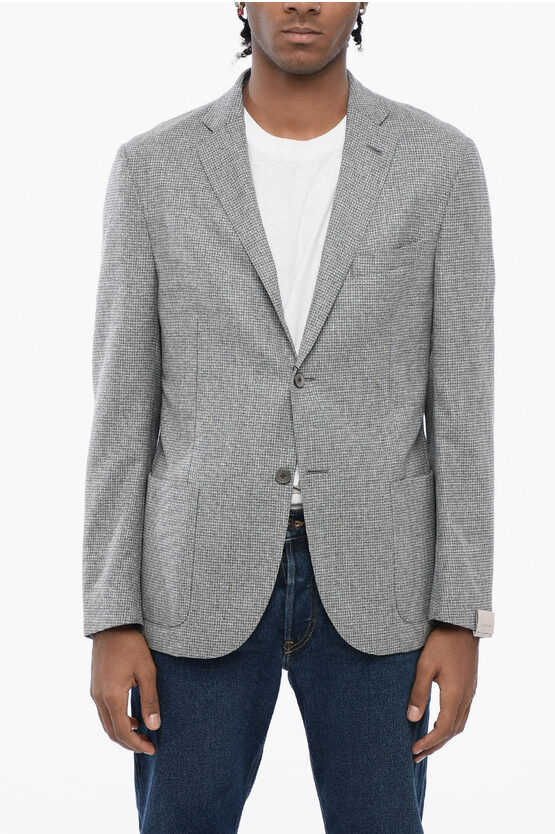 Shop Corneliani Silk Blend Gate Blazer With Patch Pockets