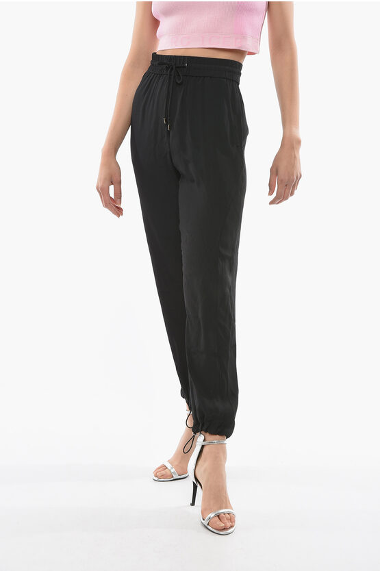 Shop Iceberg Silk-blend Joggers With Ankle Drawstrings