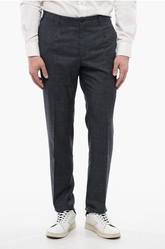 Corneliani Silk Blend Leader Pants With Flap Back Pockets