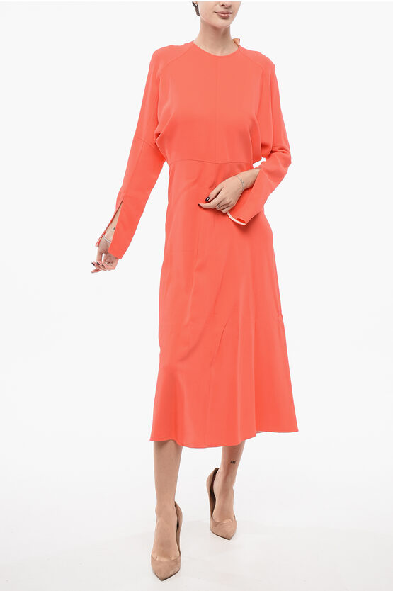 Super Blond Silk Blend Long Dress With Bat Sleeves