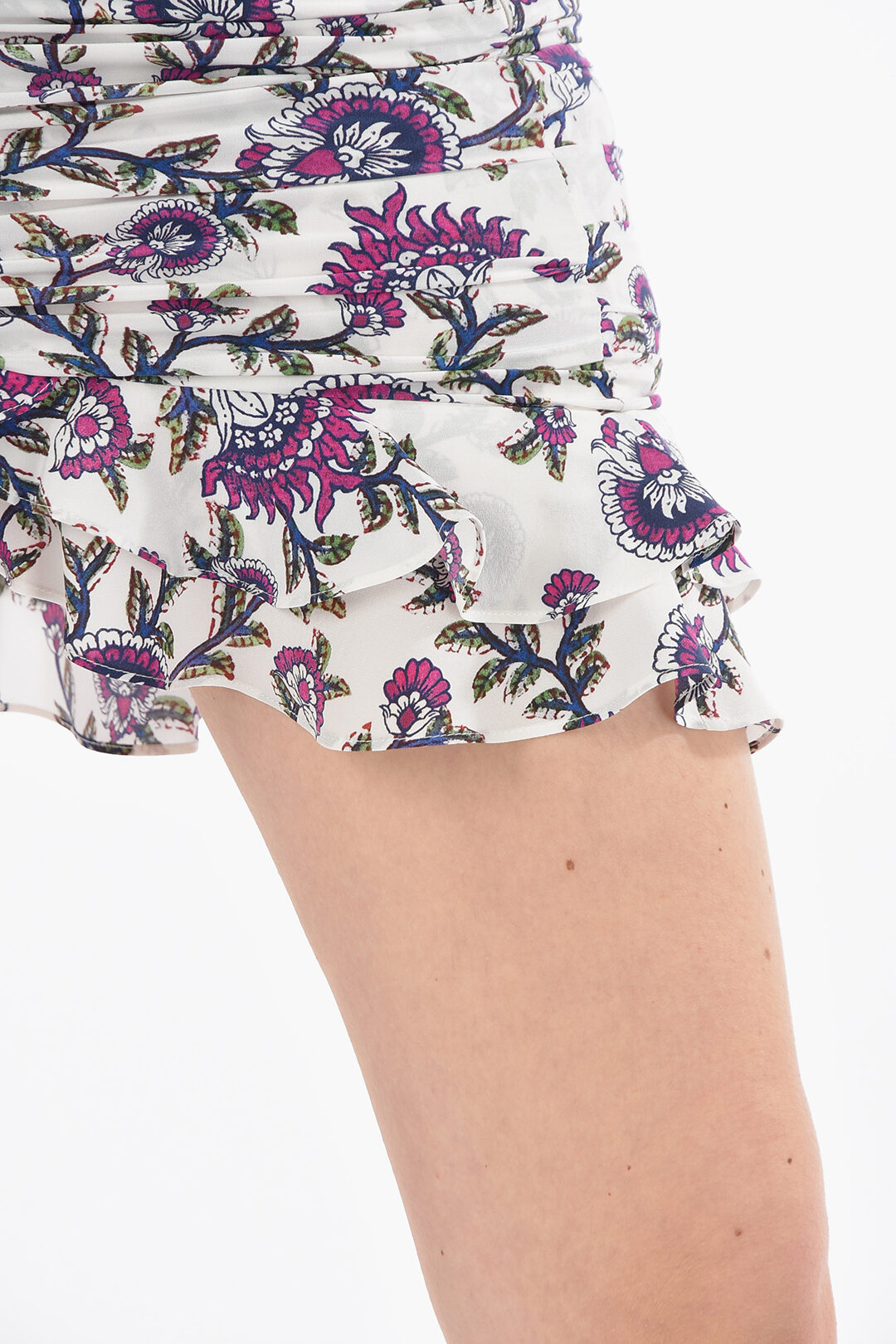 Isabel Marant MILENDI Floral Miniskirt with Gathering Detailing - Glamood Outlet