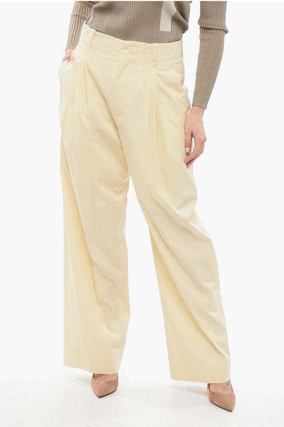 Bottega Veneta Silk Blend Palazzo Pants In Neutral