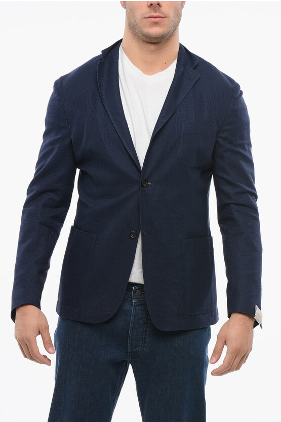 Corneliani Silk Blend Sportswear Single Breasted Blazer With Patch Pock