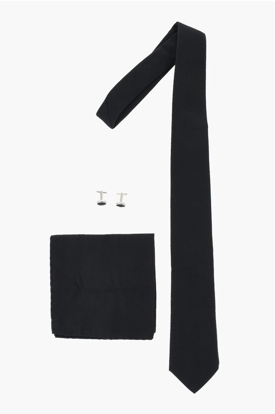 Corneliani Silk Blend Tie-cufflinks-pocket Square Set