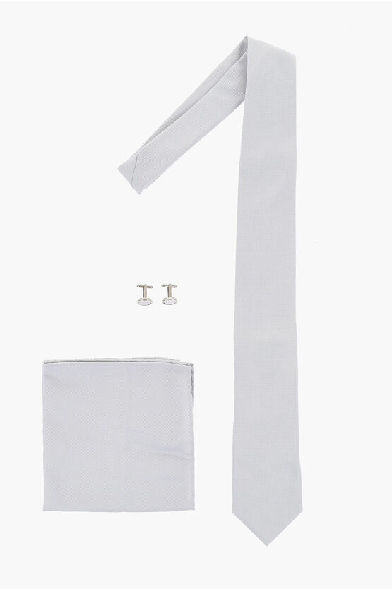 Corneliani Silk Blend Tie-cufflinks-pocket Square Set