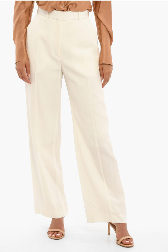 Casablanca Silk Blend Wide Fit Trousers In White