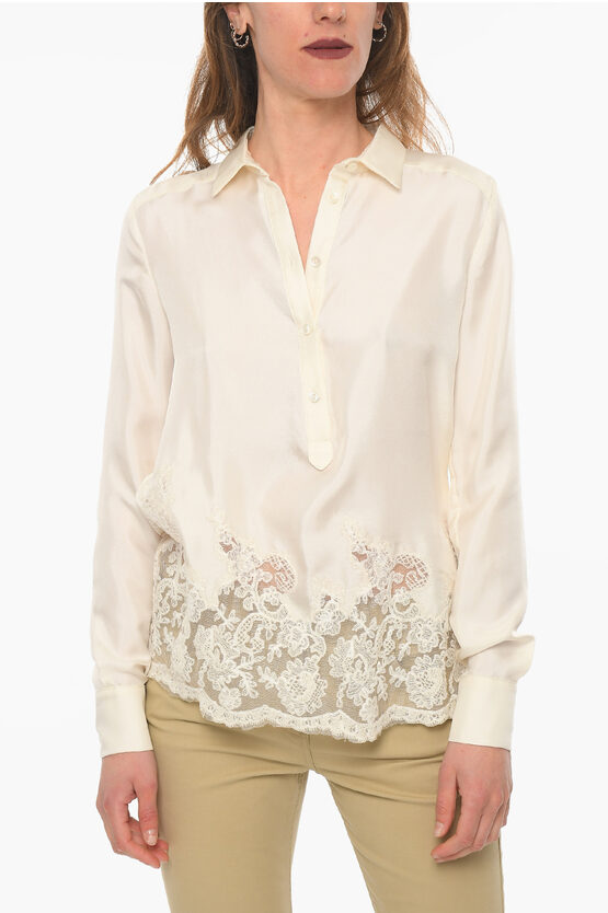 【フォロー割引適用】【極美品】ERMANNO SCERVINO フリル　ベルテッ Ermanno Scervino Silk Blouse With Lace Bottom women - Glamood Outlet