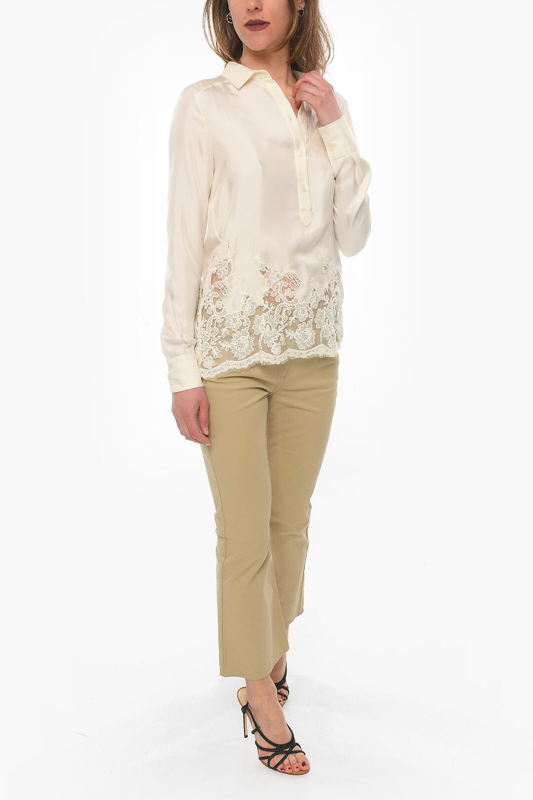 Ermanno Scervino Silk Blouse With Lace Bottom women
