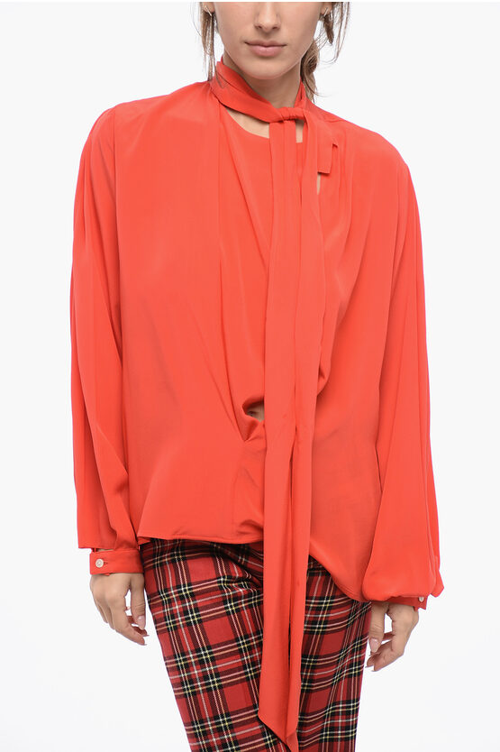 Victoria Beckham Silk Blouse With Self-tie Detail In Orange