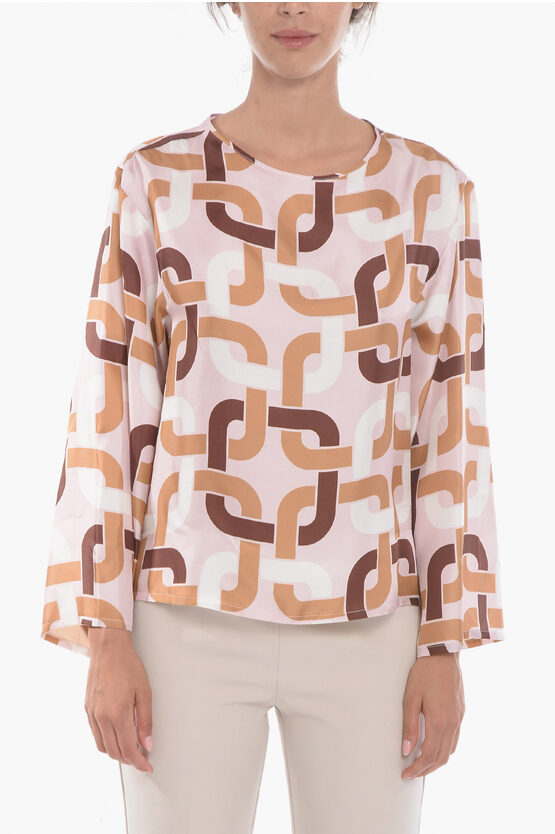 Altea Silk Briana Blouse With Bell Sleeves In Pink