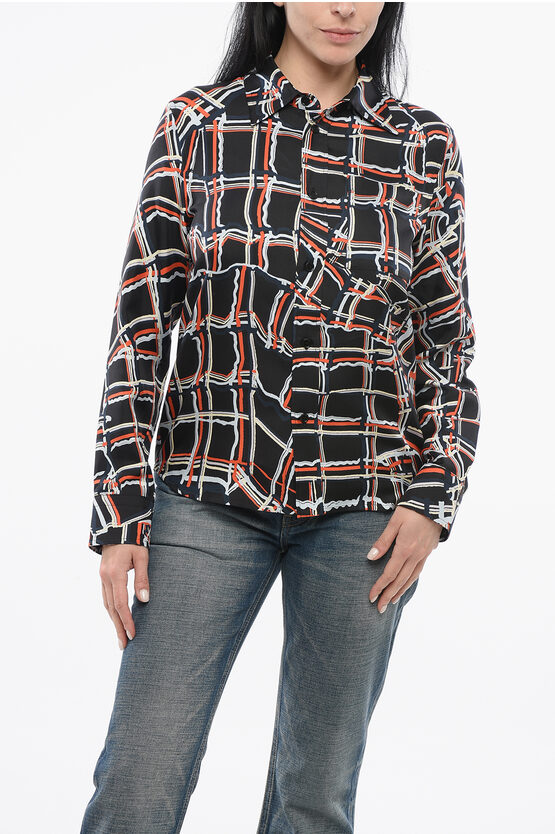 Bottega Veneta Distorted Check Printed Silk Shirt