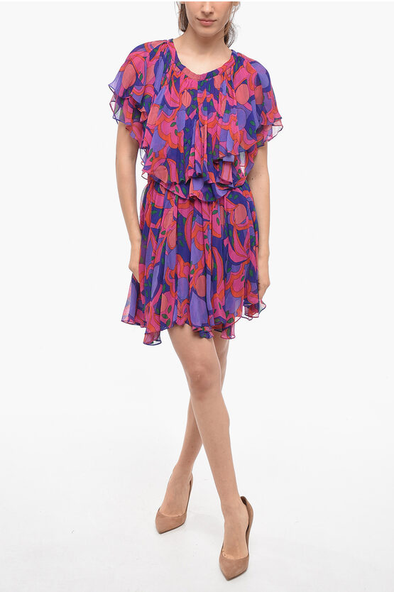 Isabel Marant Silk Chiffon Amelie Dress With Ruffles In Pink