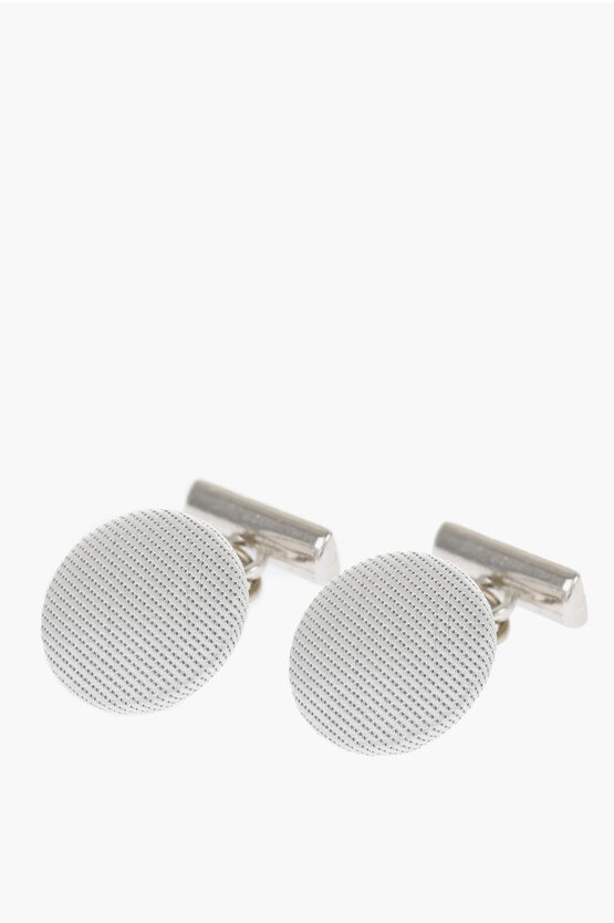 Corneliani Silk Covered Brass Cufflinks In Metallic