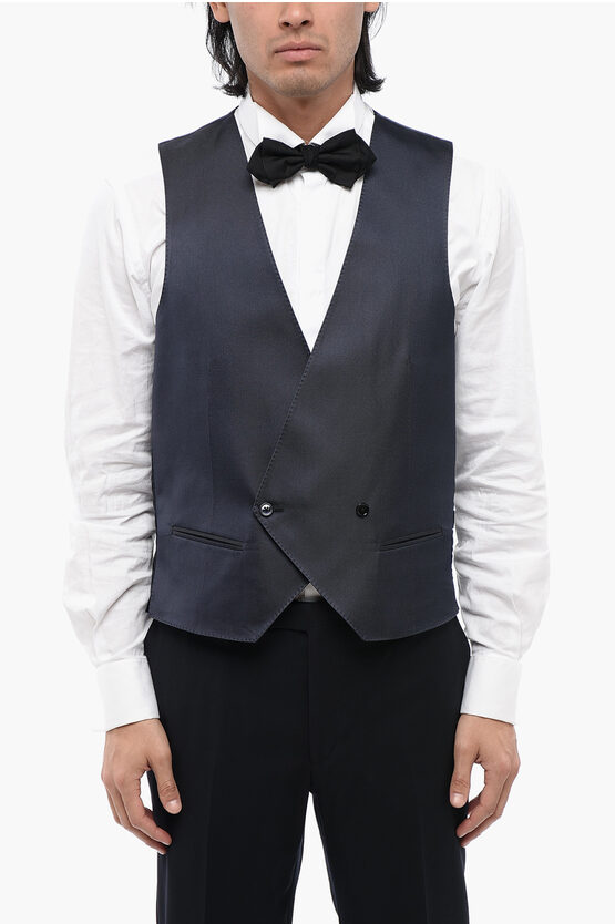 Corneliani Silk Double Breasted Waistcoat With Martingale
