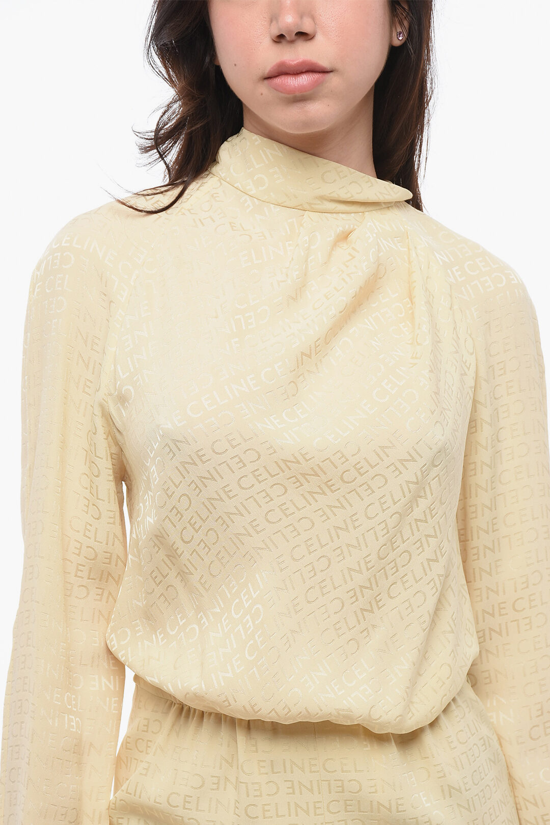 Celine Silk Dress with All-Over Logo women - Glamood Outlet