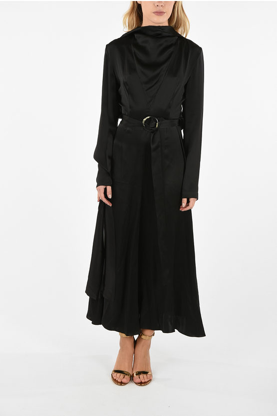 Matériel Silk Flared Dress With Belt women Glamood Outlet
