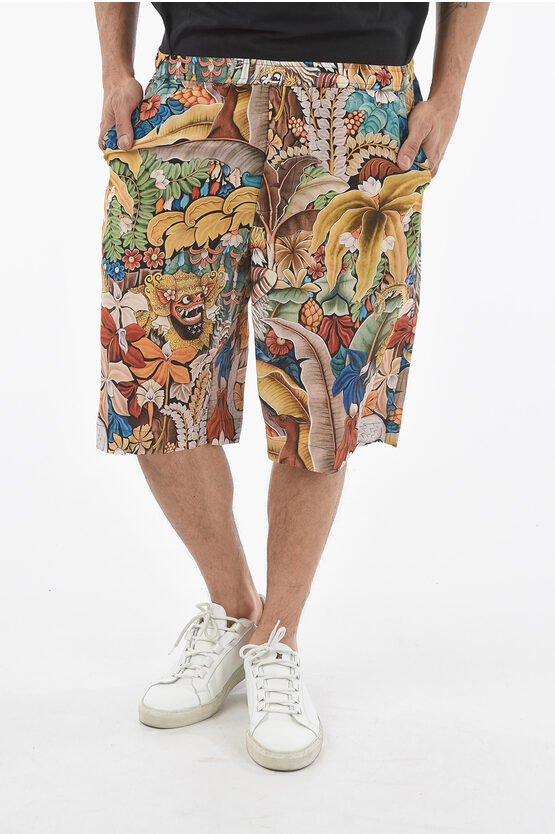 Endless Joy Silk Floral Printed Shorts With 4 Pockets In Multi