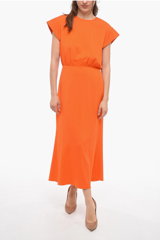 Sportmax Silk Florida Dress With Draped Detail In Orange