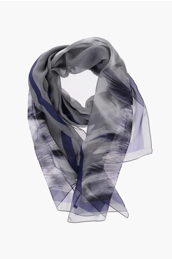 Shop Alberta Ferretti Silk Foulard With Fetahers Print