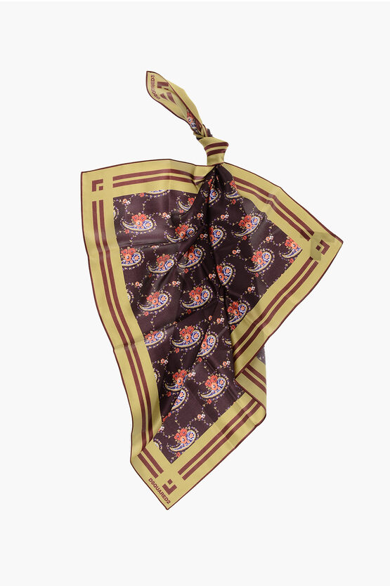 Dsquared2 Silk Foulard With Floral Paisley Motif