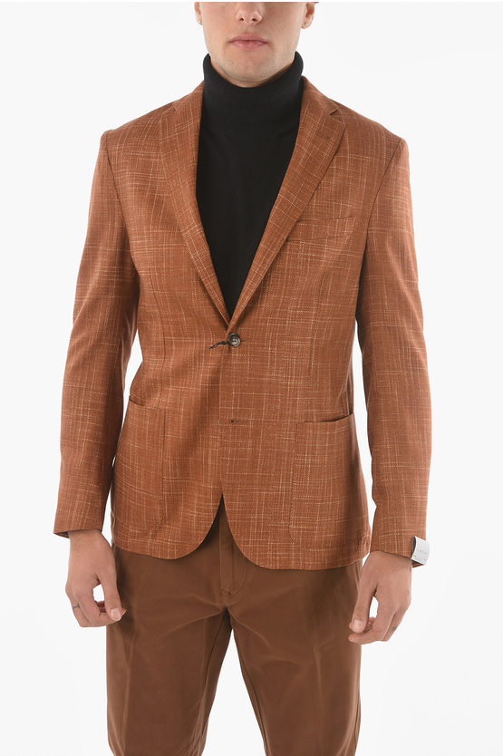Corneliani Silk Gate 2-button Blazer With Notch Lapel In Orange