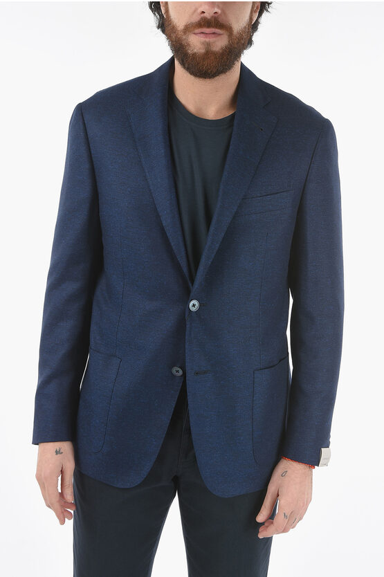 Shop Corneliani Silk Gate Side Vents Patch Pocket 2-button Blazer