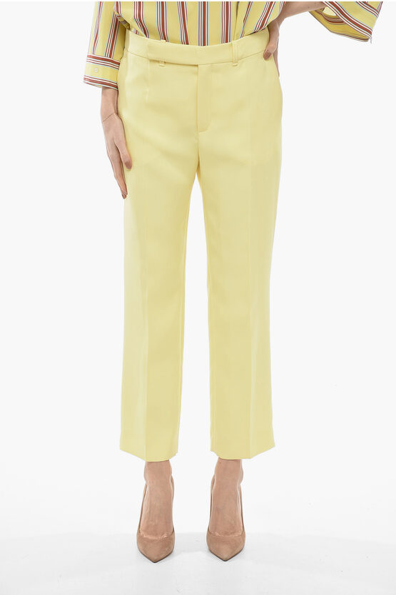 Chloé Silk High-waisted Pants With Pleats In Yellow