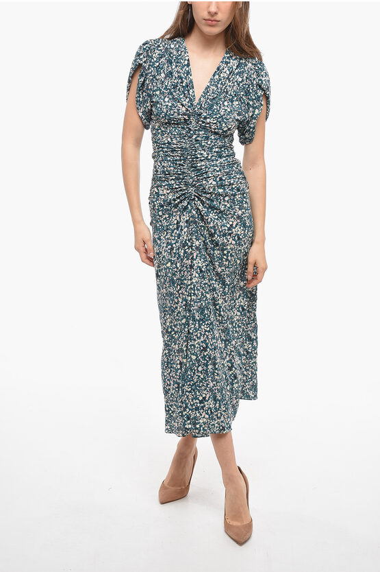 Isabel Marant Silk Lilia Dress With Gathered Detail In Multi