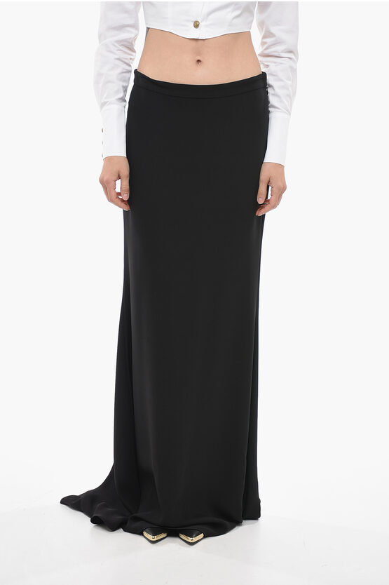 Valentino Cady Couture Floor-length Silk Skirt In Black