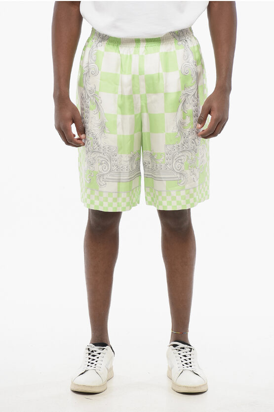 Versace Silk Medusa Shorts With Elastic Waistband