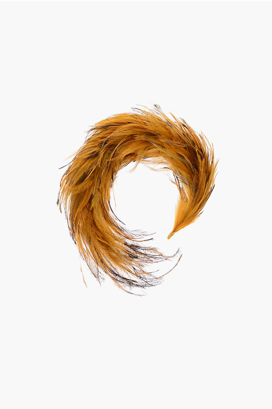 Nana' Silk Melite Hairband With Feathers In Gold