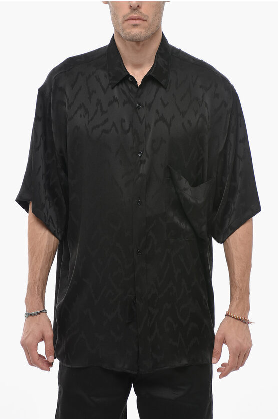 Shop Saint Laurent Silk Oversized Shirt With Decorative Pattern