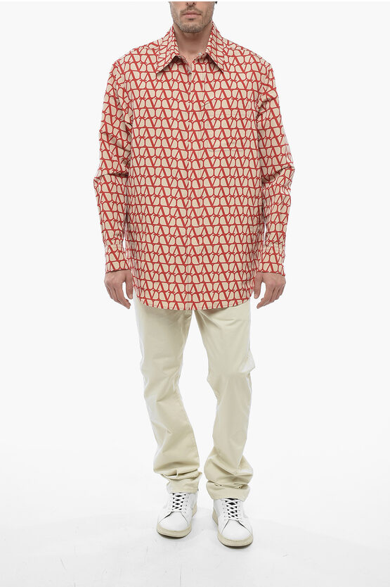 Valentino Silk Oversized Shirt with Logo Pattern men
