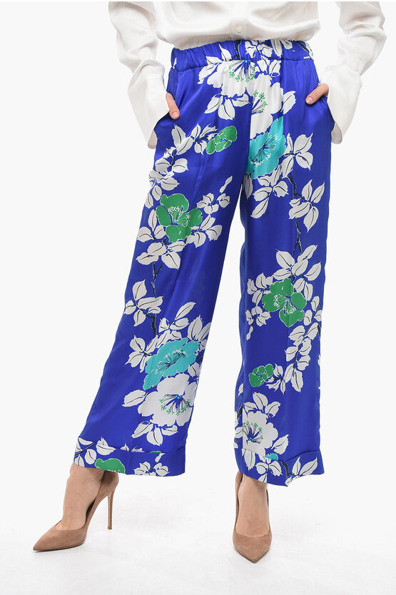 Shop P.a.r.o.s.h Silk Palazzo Pants With Floral Print