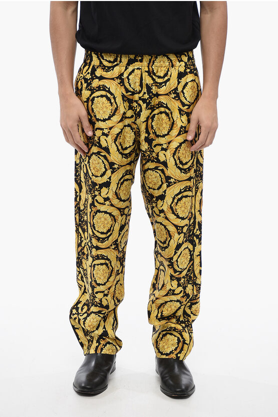 Versace Silk Pants With Barocco Print