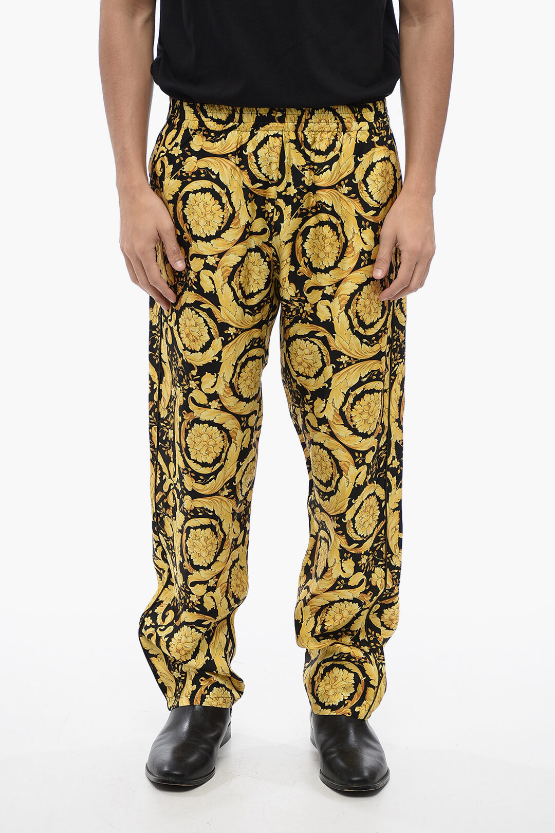 Versace Silk Pants with Barocco Print men - Glamood Outlet