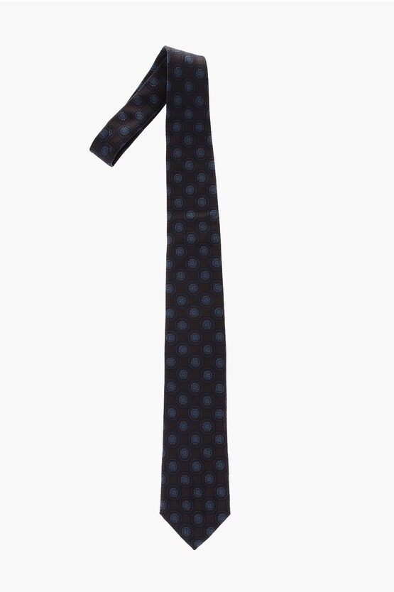 Corneliani Silk Patterned Tie In Black