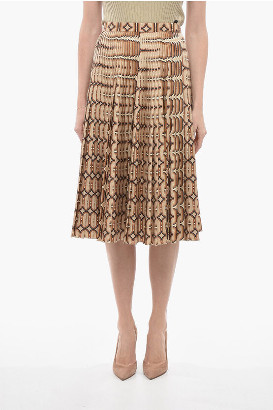 Celine Silk Pleated Skirt In Multi