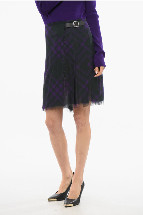Shop Burberry Silk Pleated Wrap Skirt