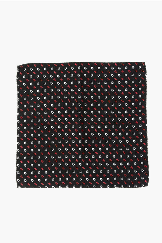 Dsquared2 Silk Pocket Square With All-over Monogram