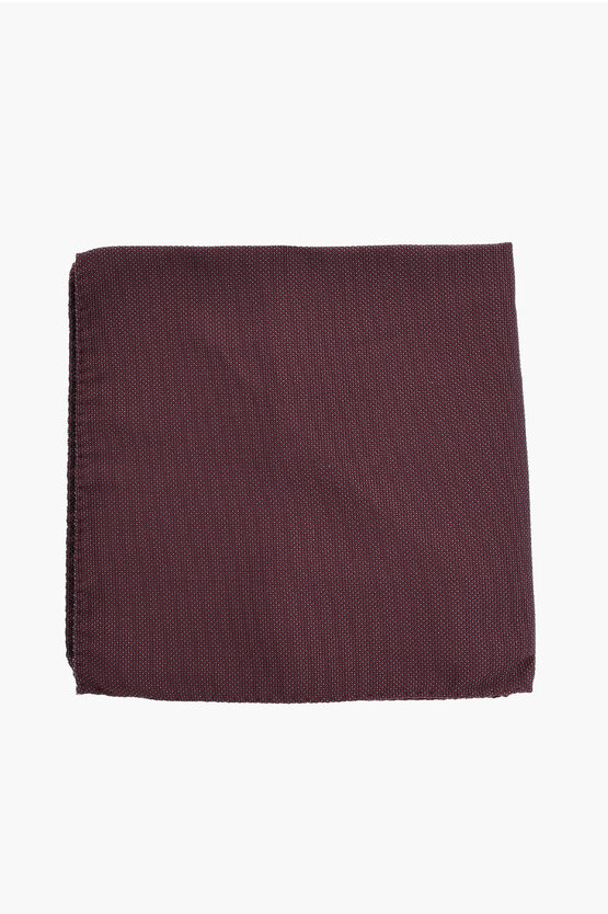 Corneliani Silk Pocket Square With Micro Dots In Burgundy