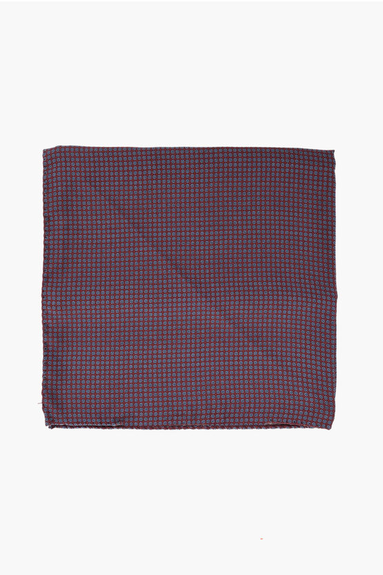Corneliani Silk Pocket Square With Micro Patterns In Multi