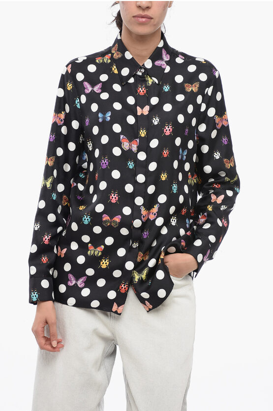 Shop Versace Silk Polka Dot Shirt