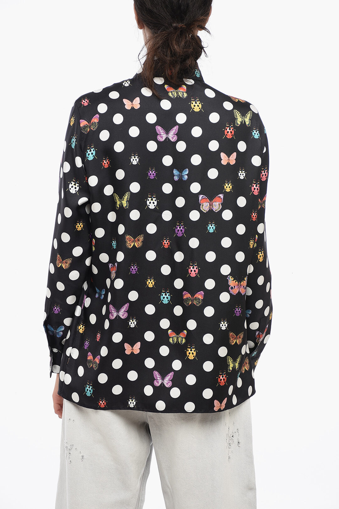 【関税・送料込み】VERSACE TEXTILE ALLOVER POLKA DOTS  Gianni Versace F/W 2002 rainbow fringe silk shirt — JAMES