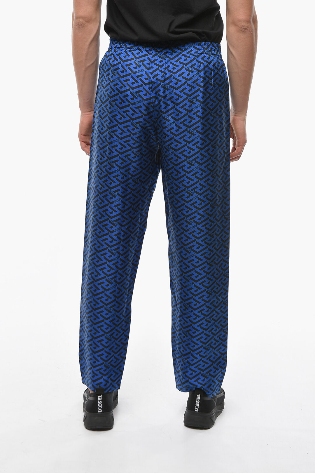 Versace Silk Pyjama Bottom with Wide Leg and LA GRECA Print