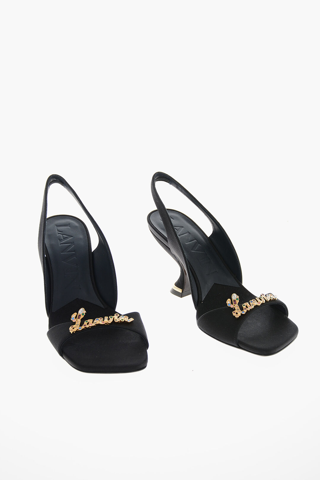 Lanvin Silk RITA Slingback Sandals with Logo Detail women