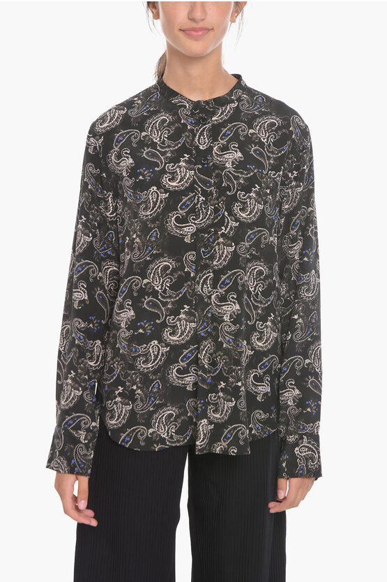 Isabel Marant Silk Rusak Blouse With Floral Print In Black