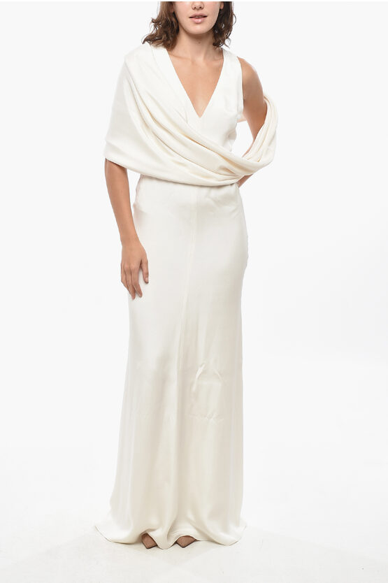 Max Mara Silk Satin Dindi Mermaid Dress With Matching Stole In Neutral