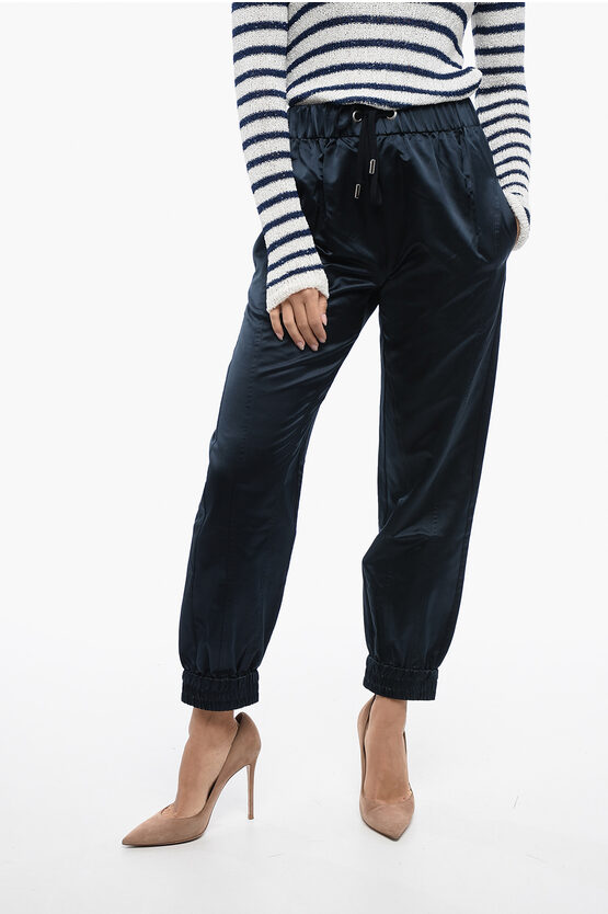 Sa Su Phi Silk Satin Sweatpants With Cuffs In Blue