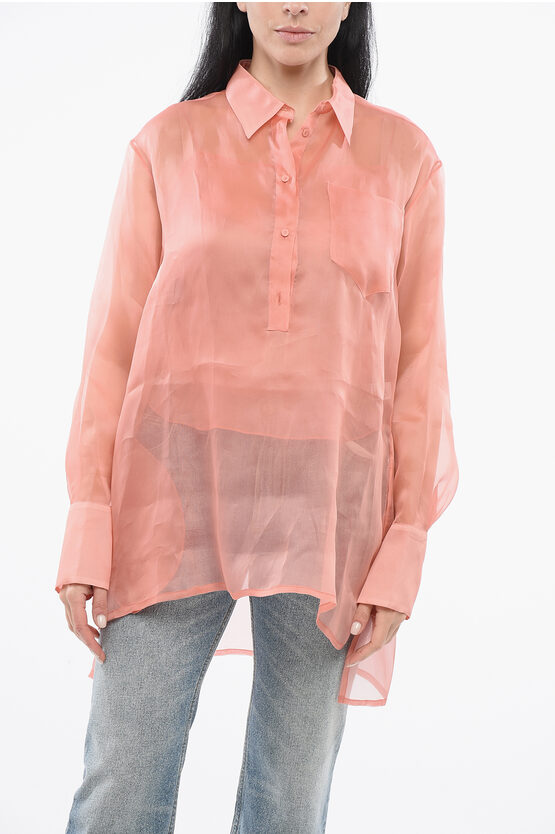 Super Blond Silk Sheer Shirt With Tank Top